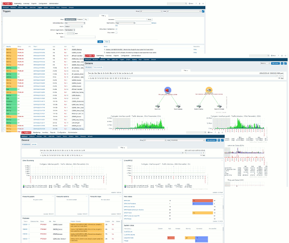 Capturas de pantalla del Zabbix desplegado en el CPD de TecVD
